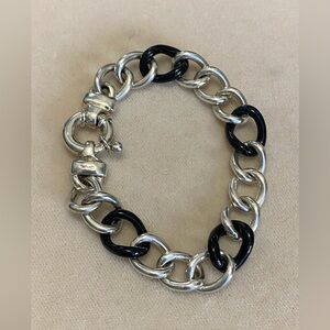 Sterling Silver Black & Silver Chunky Link Bracelet